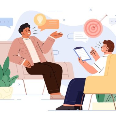 Illustration einer Beratung zwischen zwei Personen