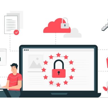 Illustration Laptop mit Schloss am Bildschirm